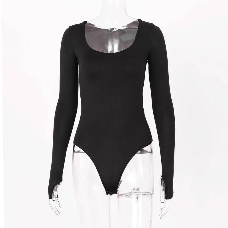 Long sleeve solid u neck bodysuit