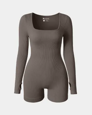 Long Sleeve Square Neck  Jumpsuits Rompers