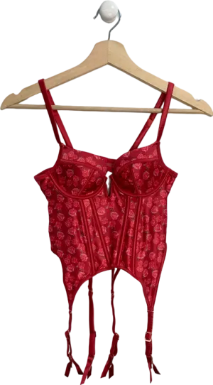 Lounge Red KAIA Floral Bodysuit with Suspenders XS, M