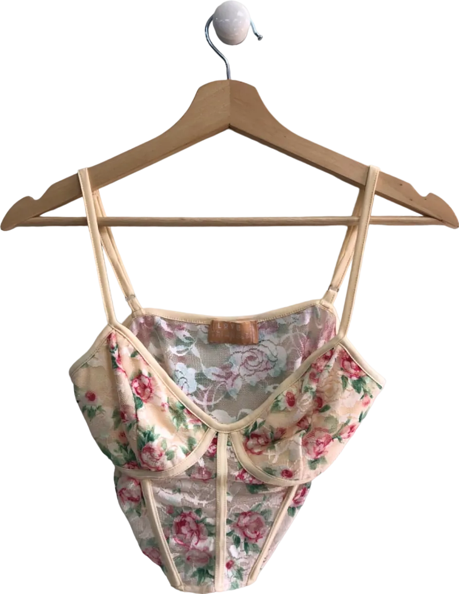 Love Triangle Beige Floral Bodysuit UK S