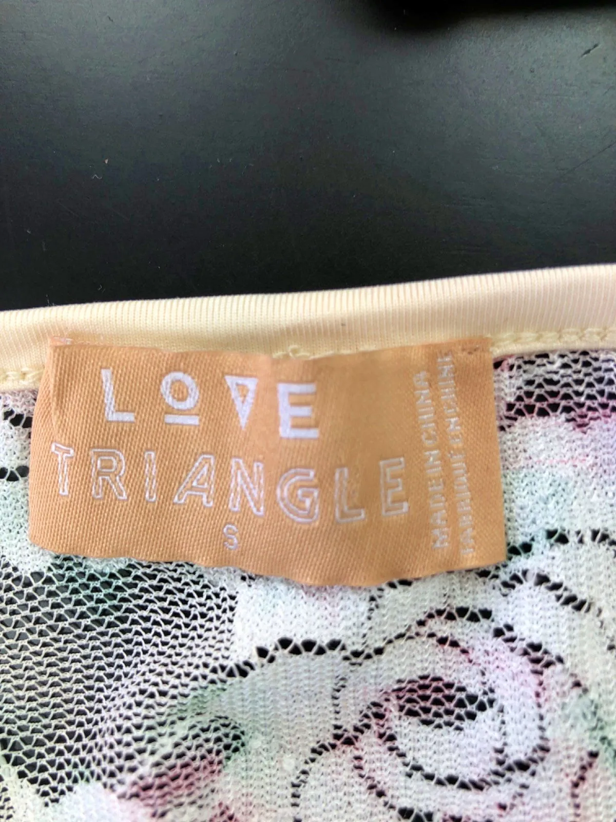 Love Triangle Beige Floral Bodysuit UK S