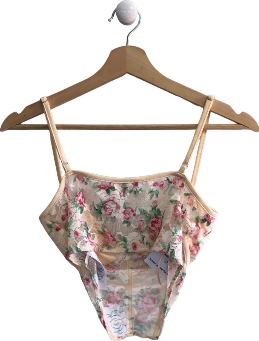 Love Triangle Beige Floral Bodysuit UK S