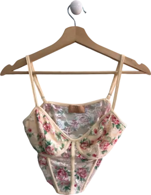 Love Triangle Beige Floral Bodysuit UK S