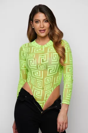 L/s Mesh Design Bodysuit