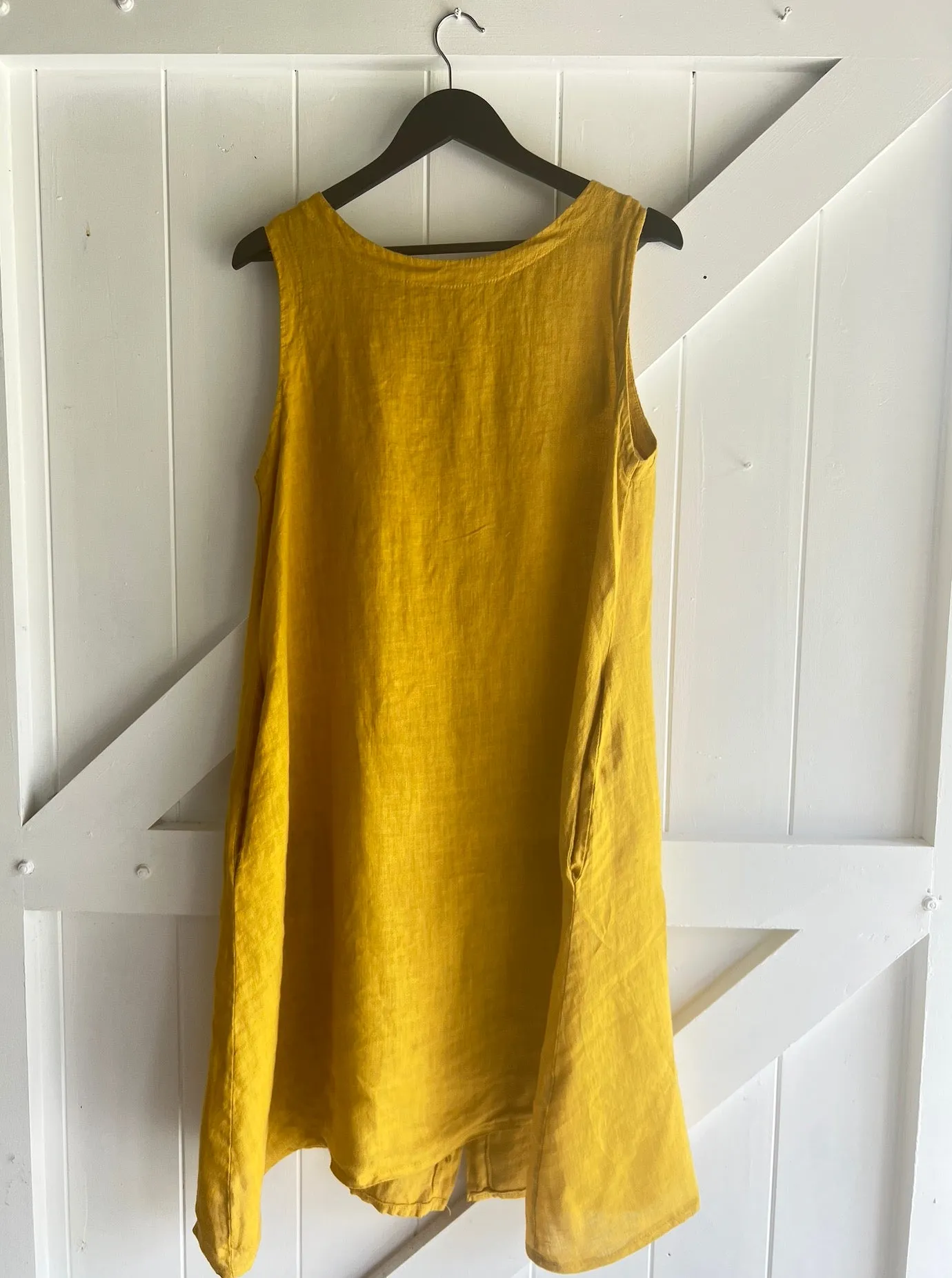 Luxamore Sisa Button Back Linen Pocket Dress Mustard