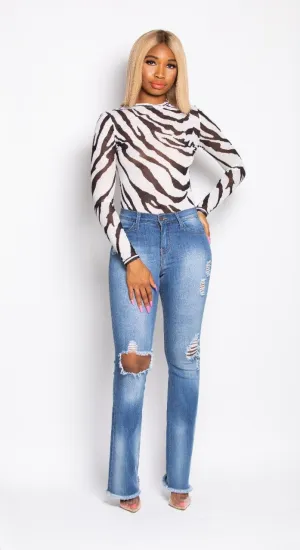 Madame Mystique Zebra Zola Print Bodysuit