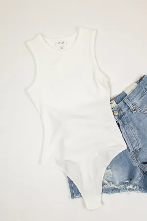 Mae Round Neck Bodysuit | White