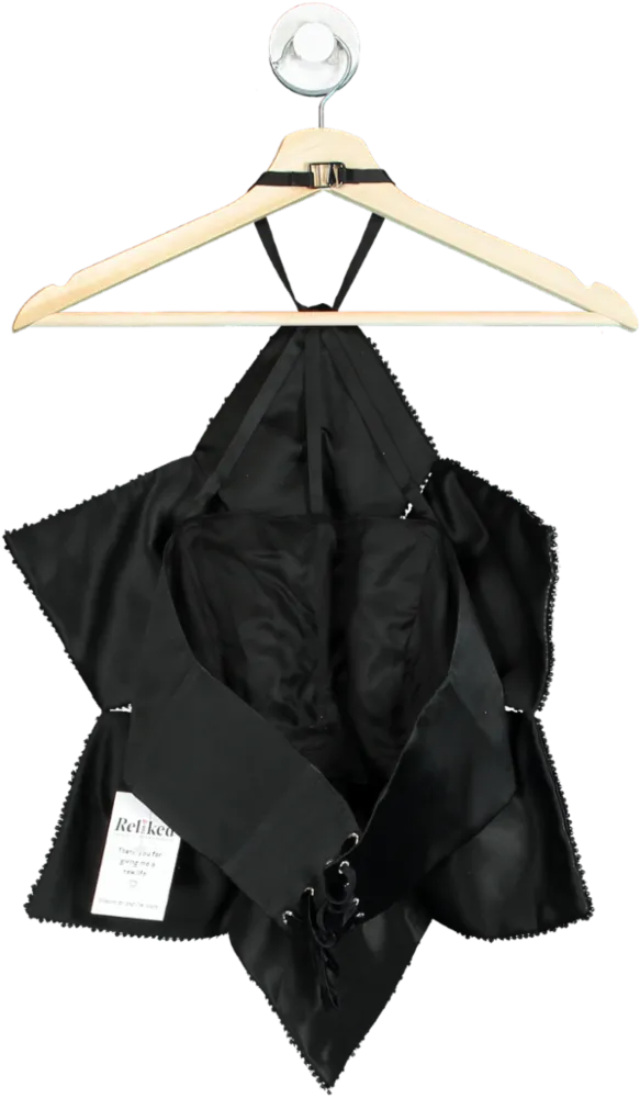Malva Florea Black Halter Neck Star Bodysuit UK XS
