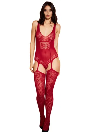 Mas Vino Bodystocking - Red