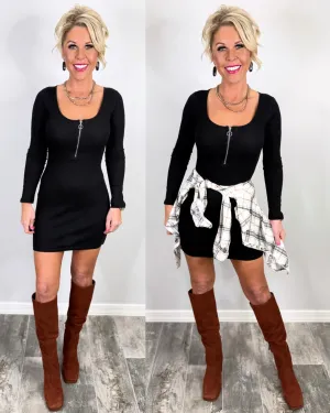 Maybe It Was Love Zip Dress - Black