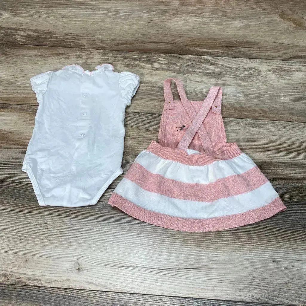 Mayoral 2pc Kitty Striped Dungaree   Bodysuit sz 2-4m