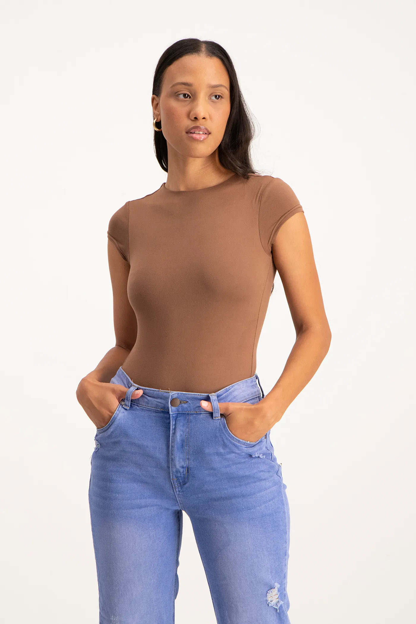 Mbali High-Neck Bodysuit - Mocha