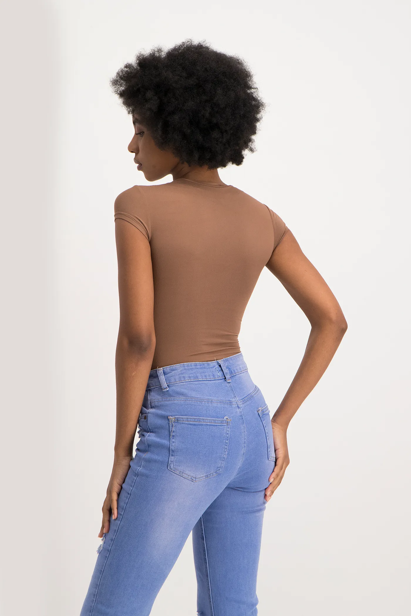 Mbali High-Neck Bodysuit - Mocha
