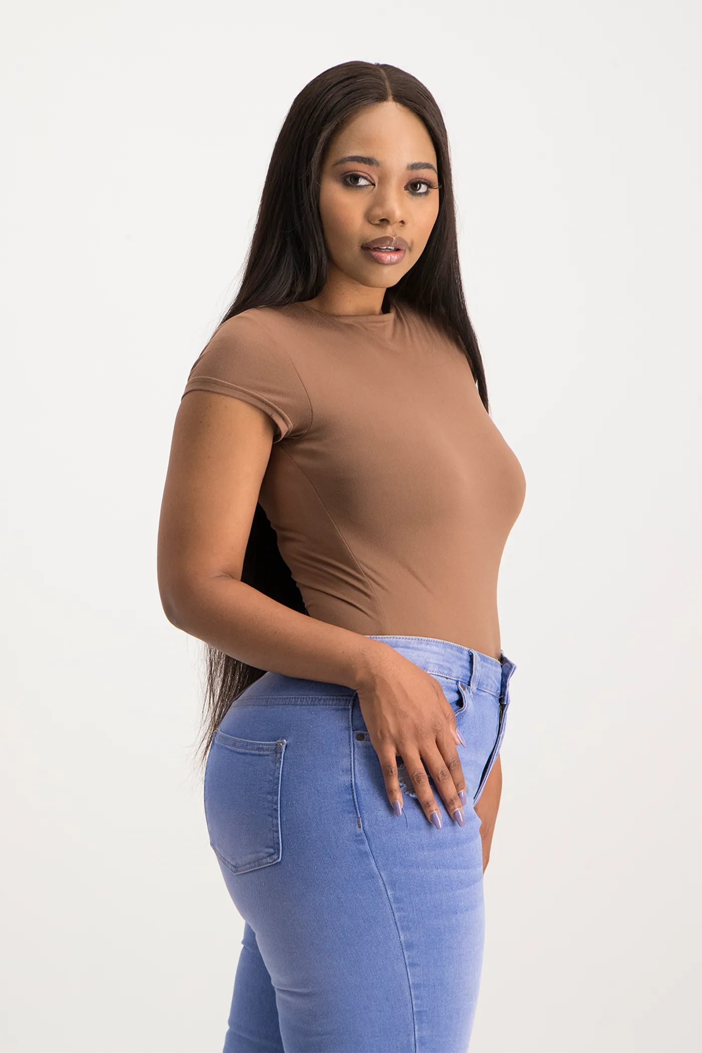 Mbali High-Neck Bodysuit - Mocha