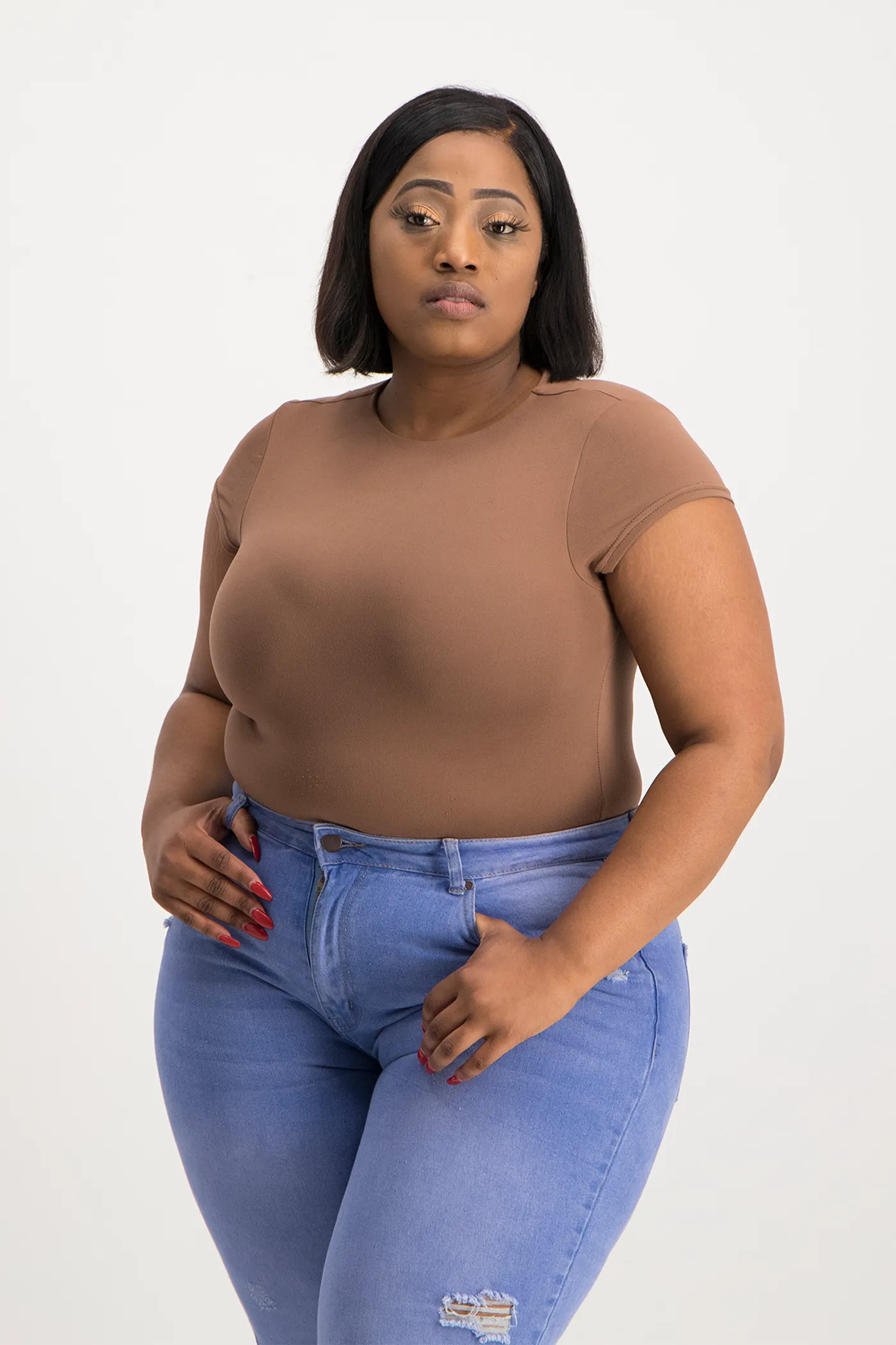 Mbali High-Neck Bodysuit - Mocha