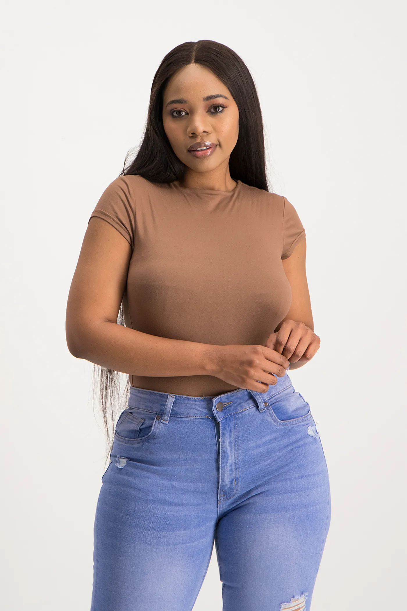 Mbali High-Neck Bodysuit - Mocha