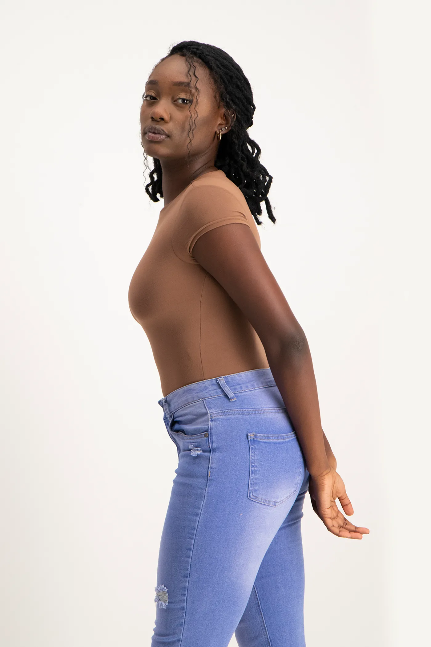 Mbali High-Neck Bodysuit - Mocha