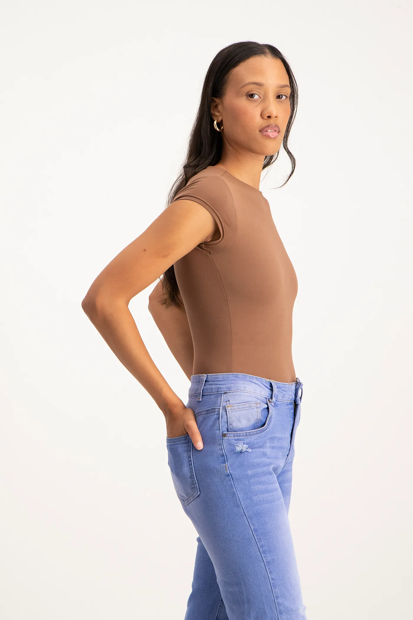 Mbali High-Neck Bodysuit - Mocha