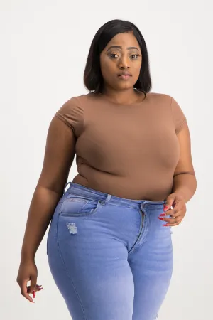 Mbali High-Neck Bodysuit - Mocha