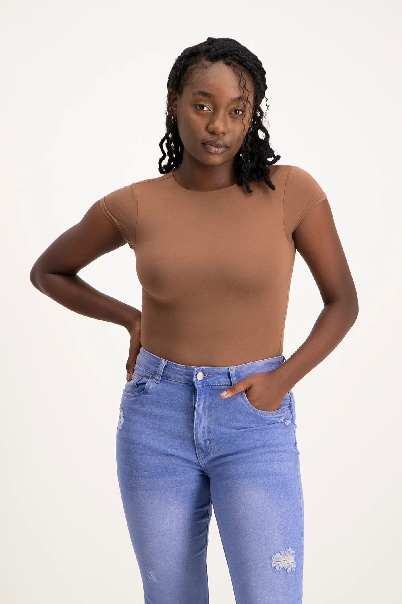 Mbali High-Neck Bodysuit - Mocha