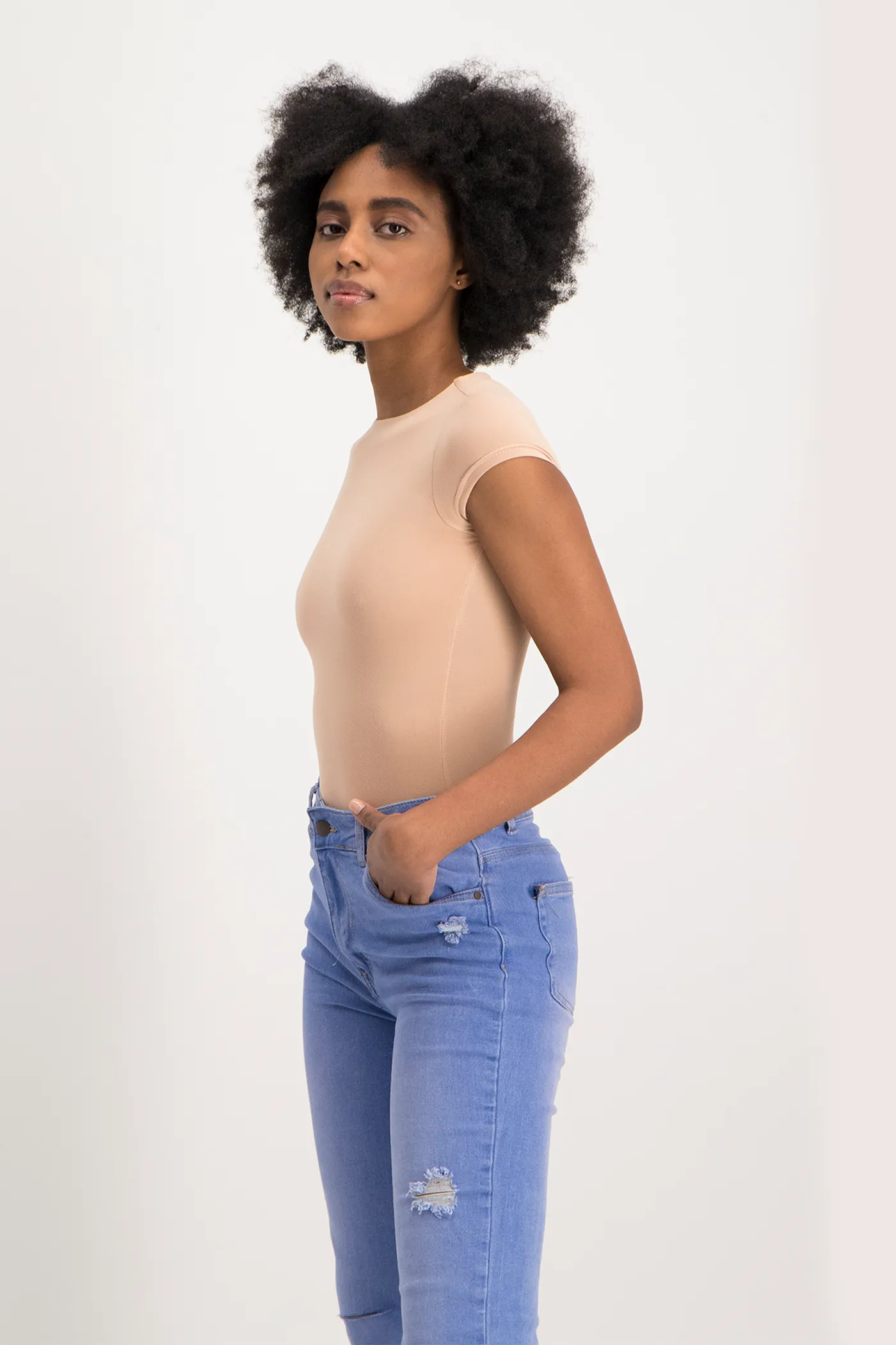Mbali High-Neck Bodysuit - Nude