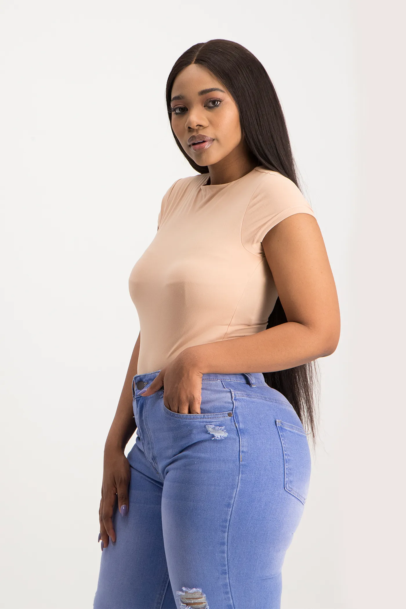 Mbali High-Neck Bodysuit - Nude