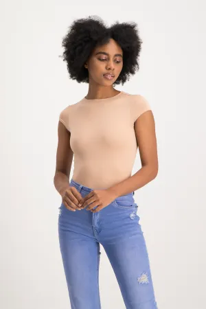 Mbali High-Neck Bodysuit - Nude