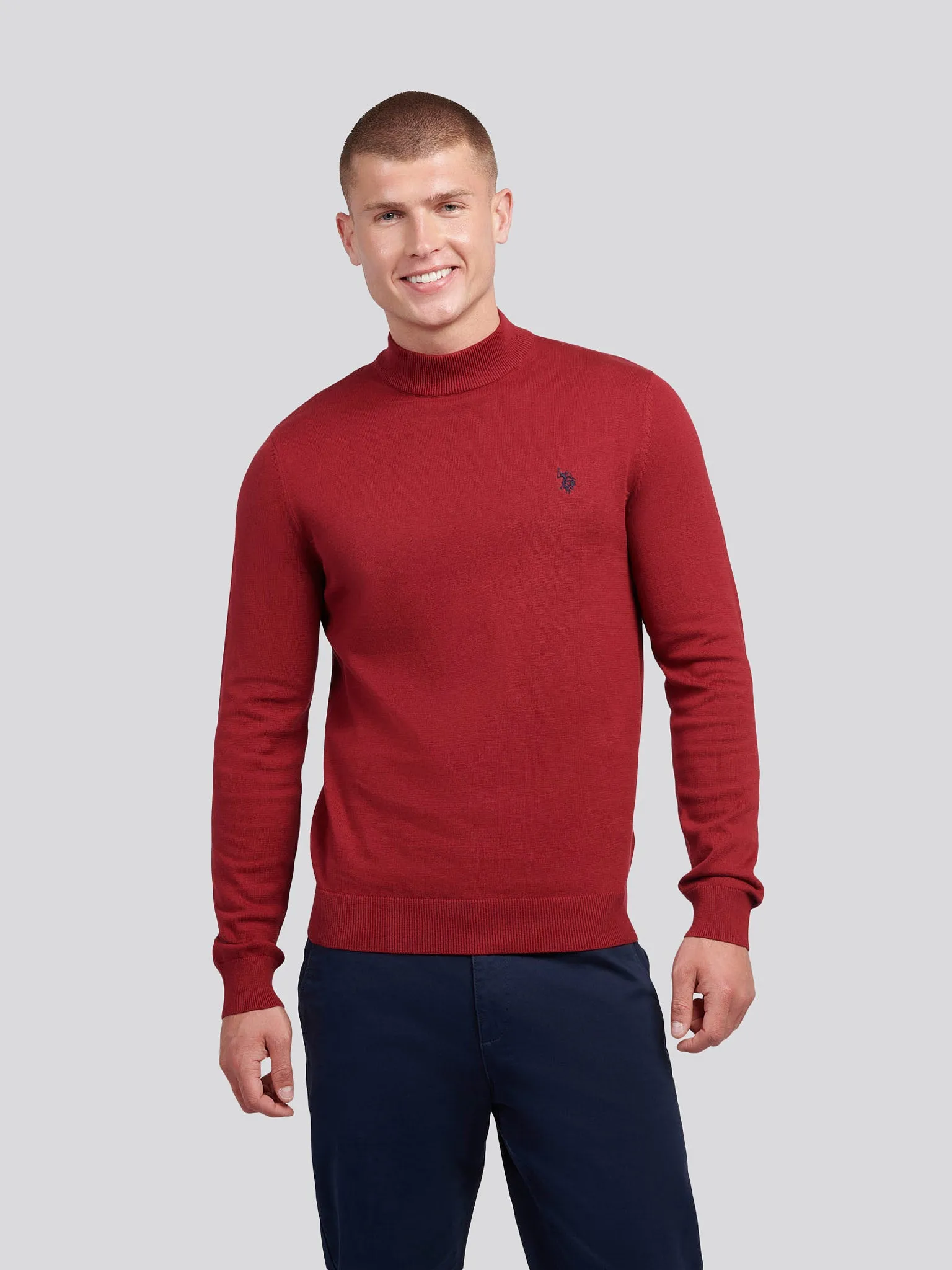 Mens Combed Cotton Turtle Neck in Tibetan Red