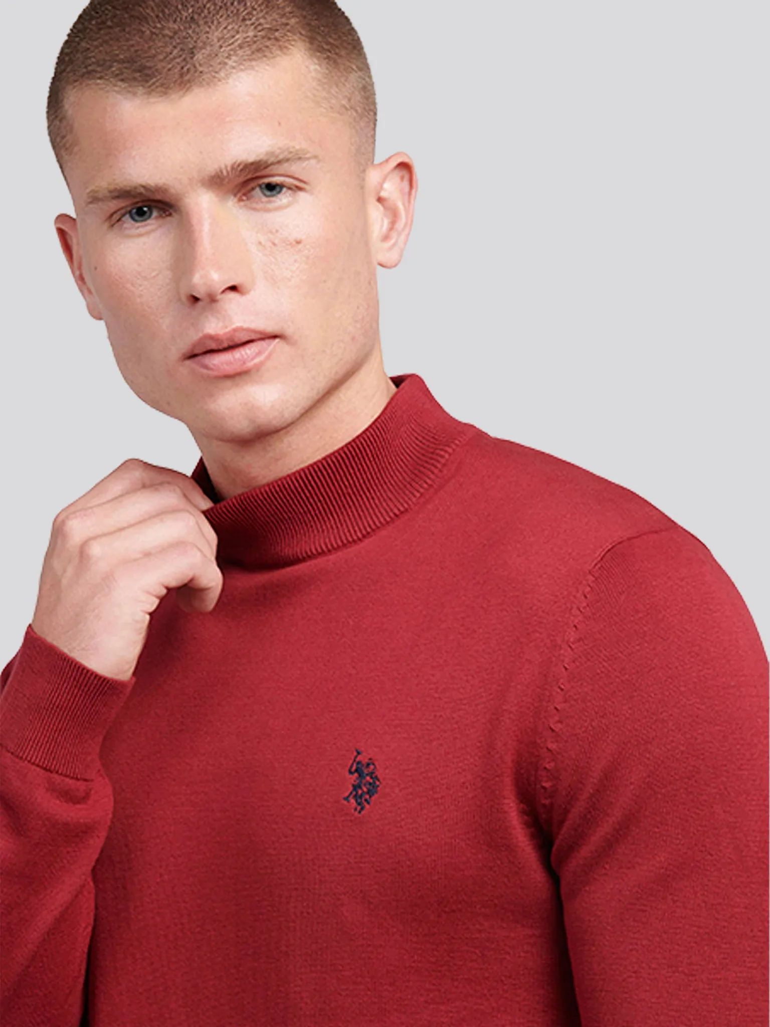 Mens Combed Cotton Turtle Neck in Tibetan Red