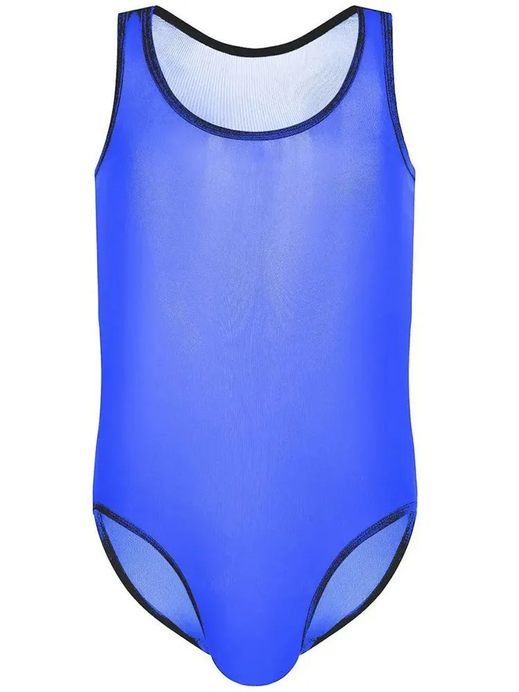 Mens Perspective Sexy Lingerie Vest Mesh Jumpsuit