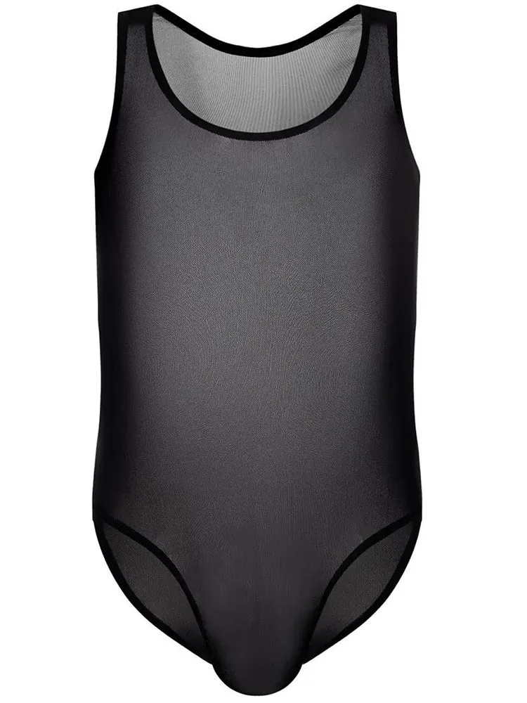 Mens Perspective Sexy Lingerie Vest Mesh Jumpsuit