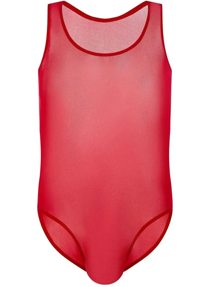 Mens Perspective Sexy Lingerie Vest Mesh Jumpsuit