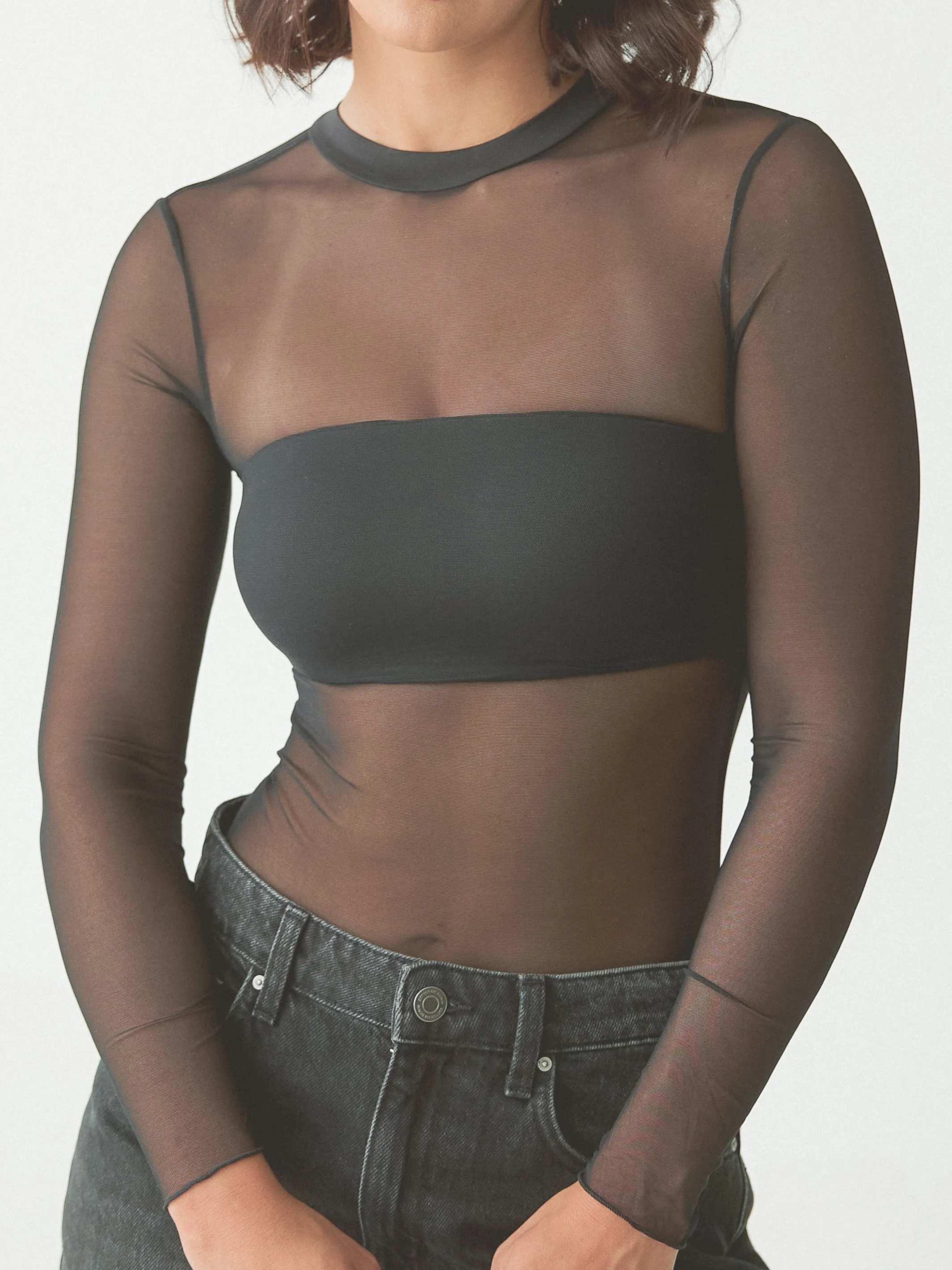 Mesh Bandeau Long Sleeve Bramisuit