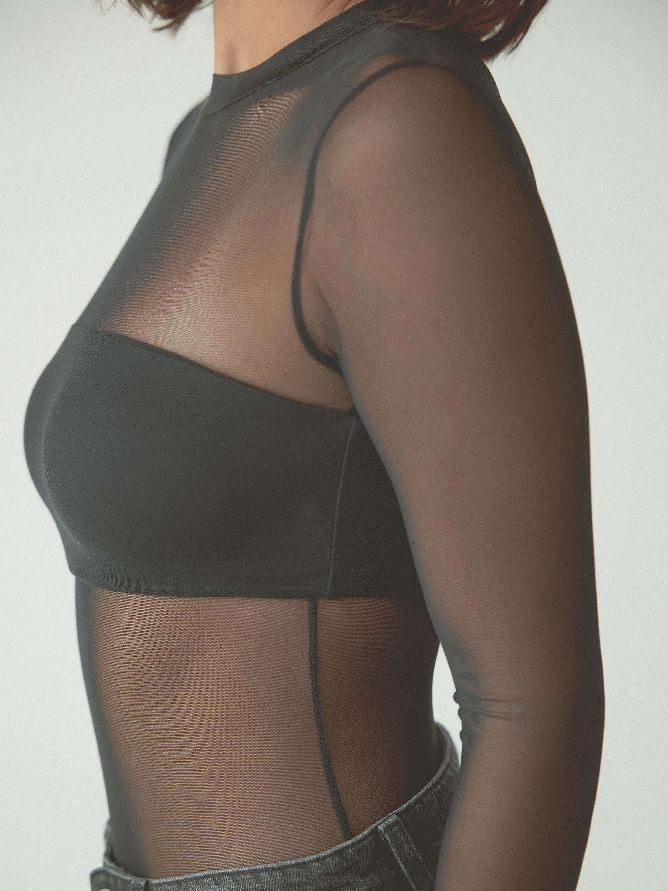 Mesh Bandeau Long Sleeve Bramisuit