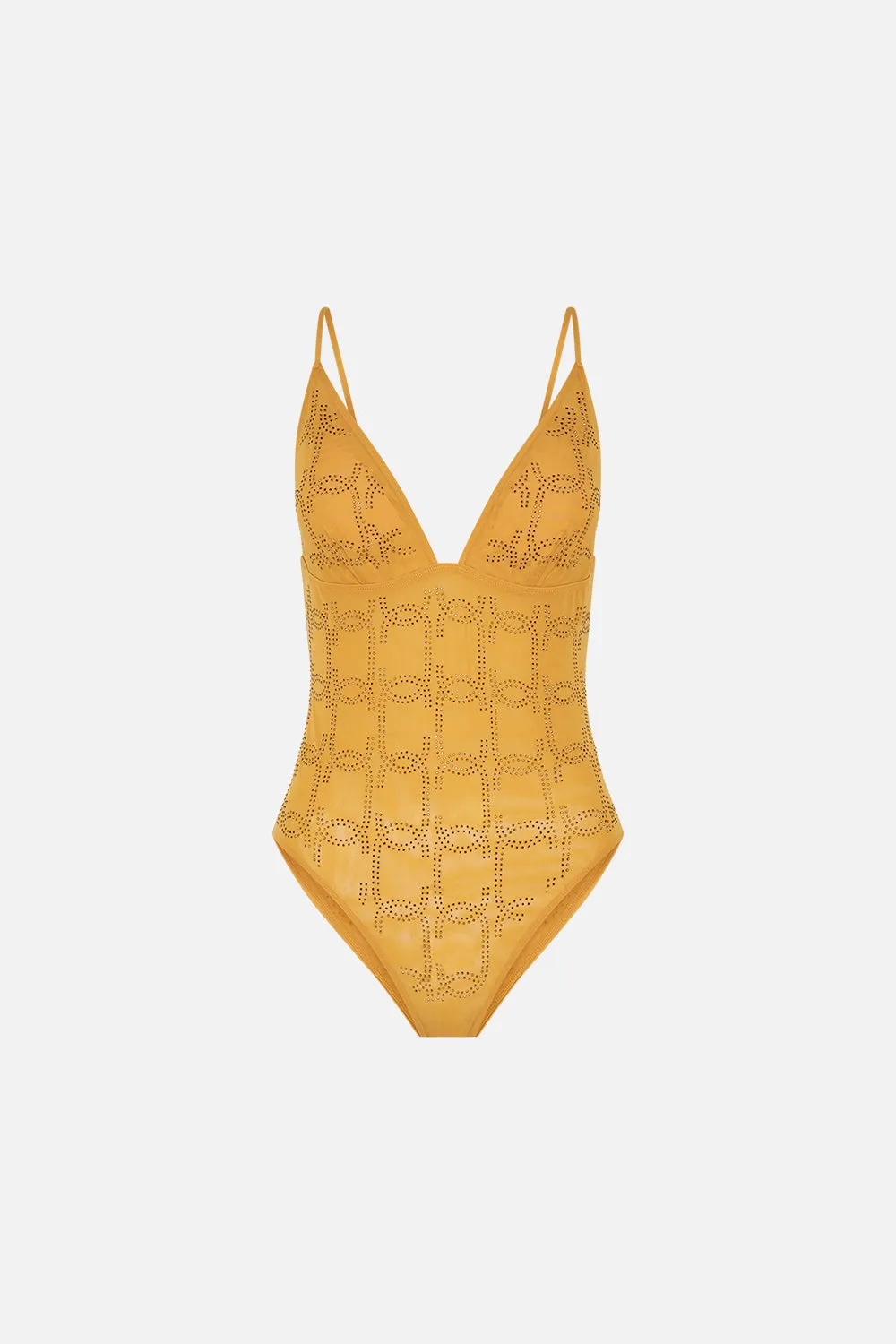 MESH TRI BODYSUIT GOLD