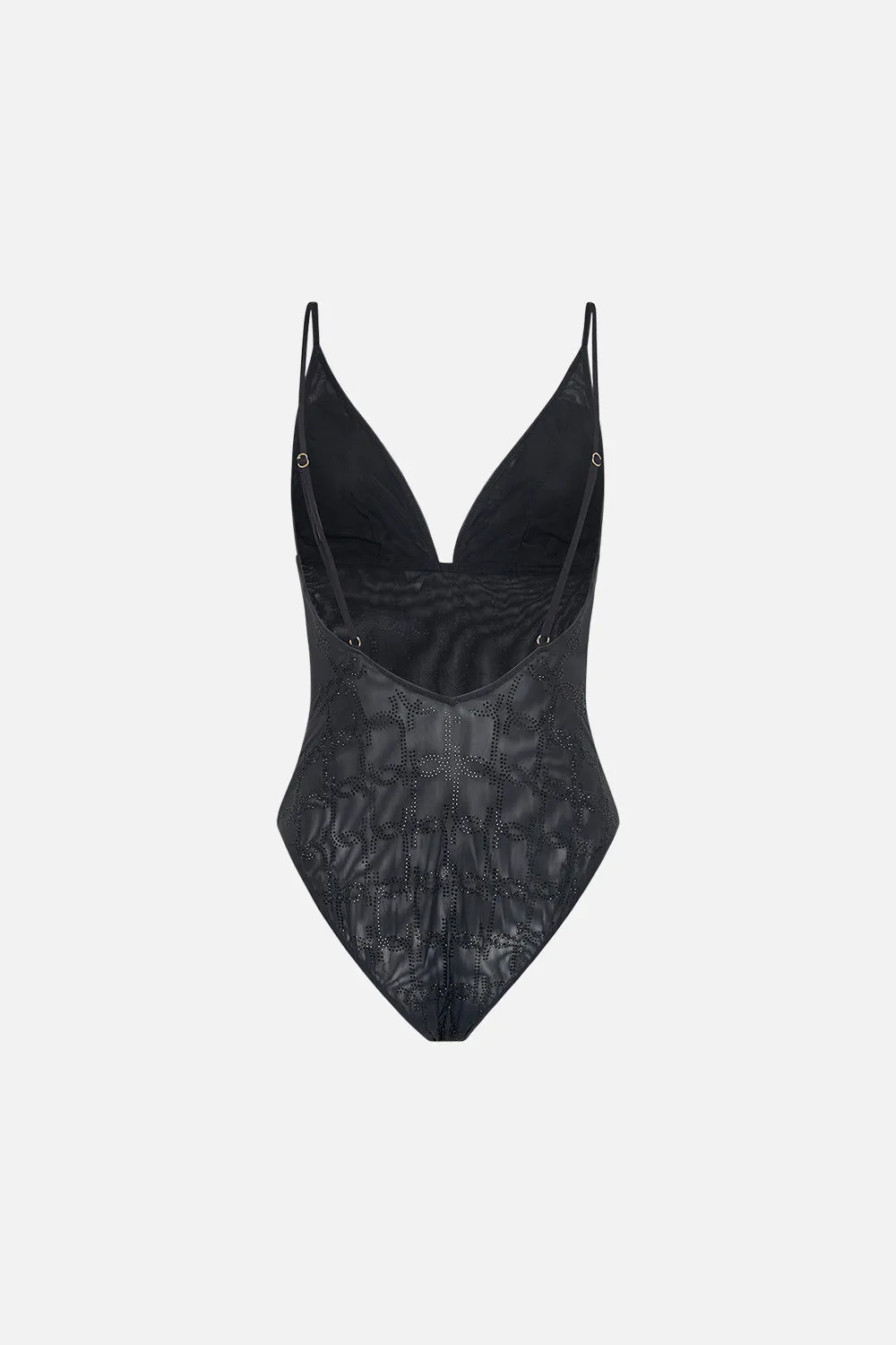 MESH TRI BODYSUIT SOLID BLACK