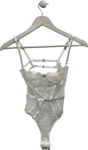 Meshki White Vanessa Mesh Lace Bodysuit UK 6