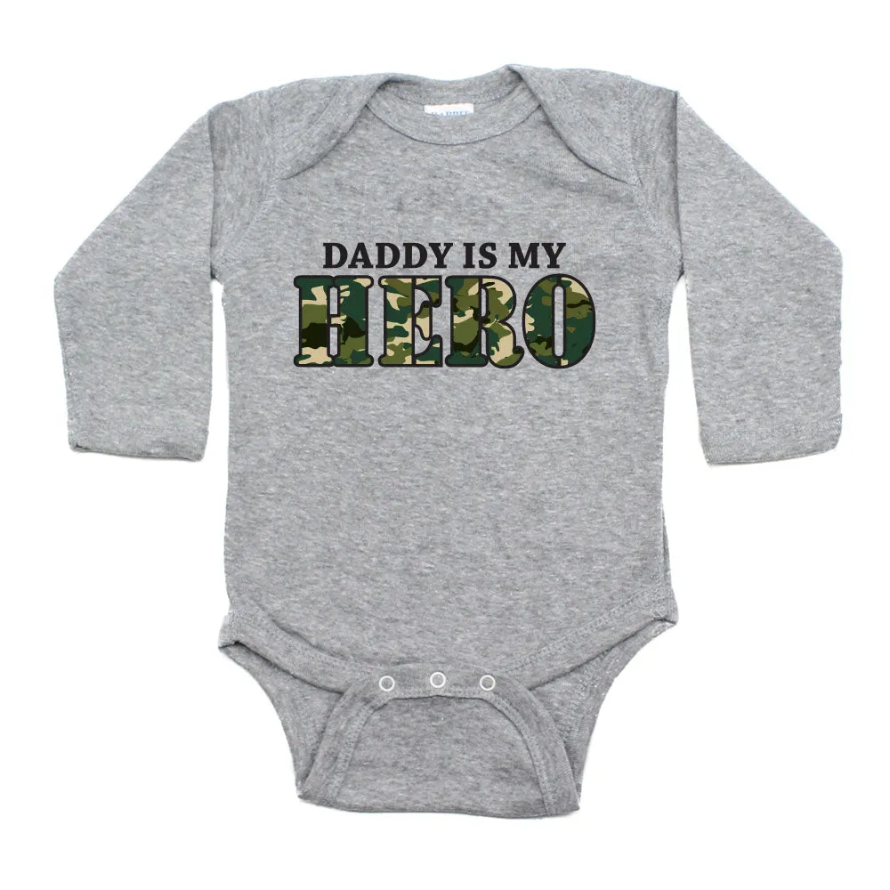 Military Daddy Is My Hero Long Sleeve Infant Baby Bodysuit