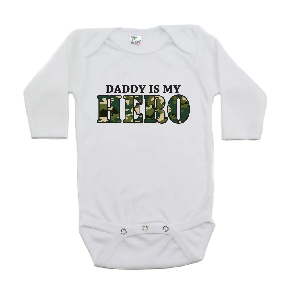Military Daddy Is My Hero Long Sleeve Infant Baby Bodysuit
