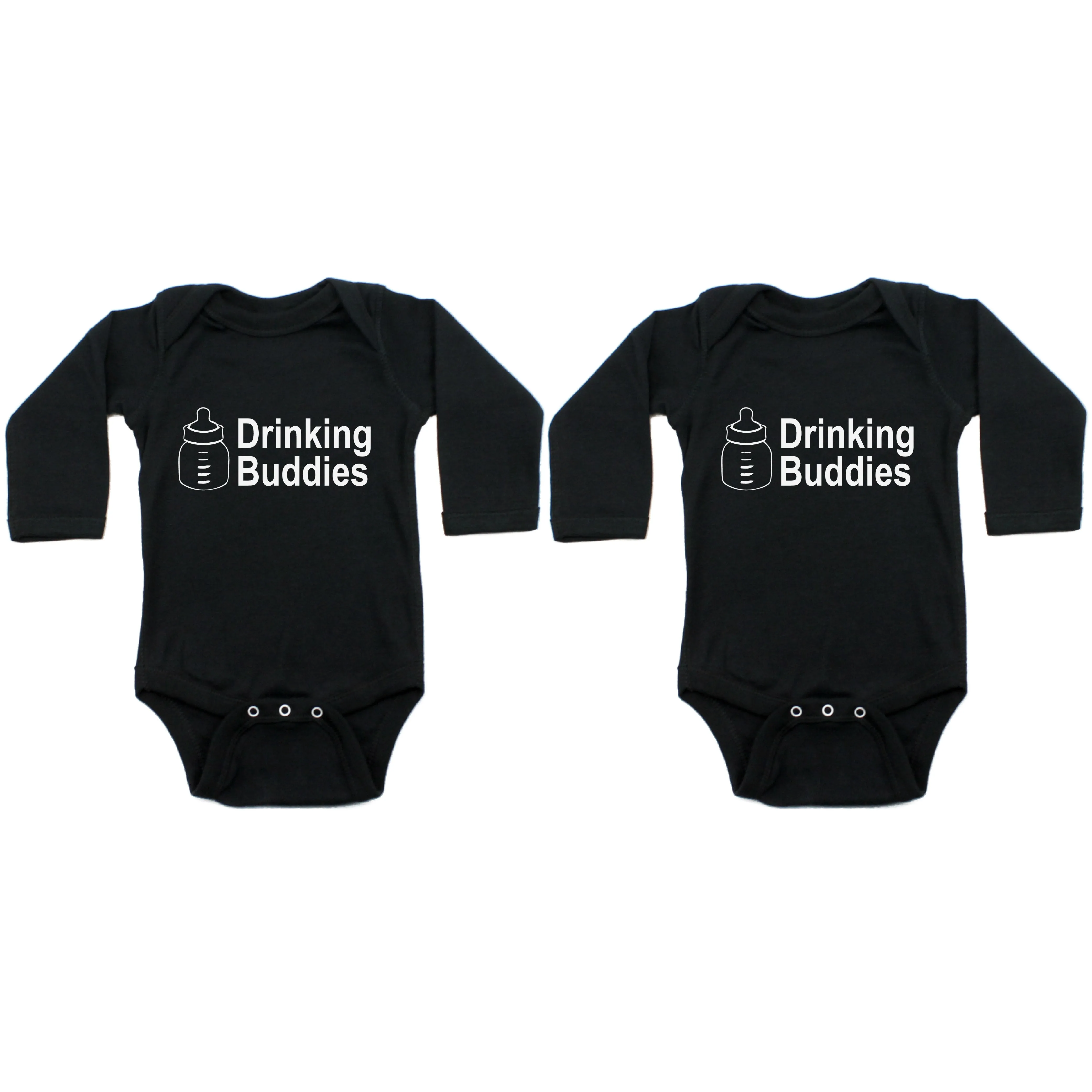 Milk Drinking Buddies Twin Set Long Sleeve Infant Bodysuit