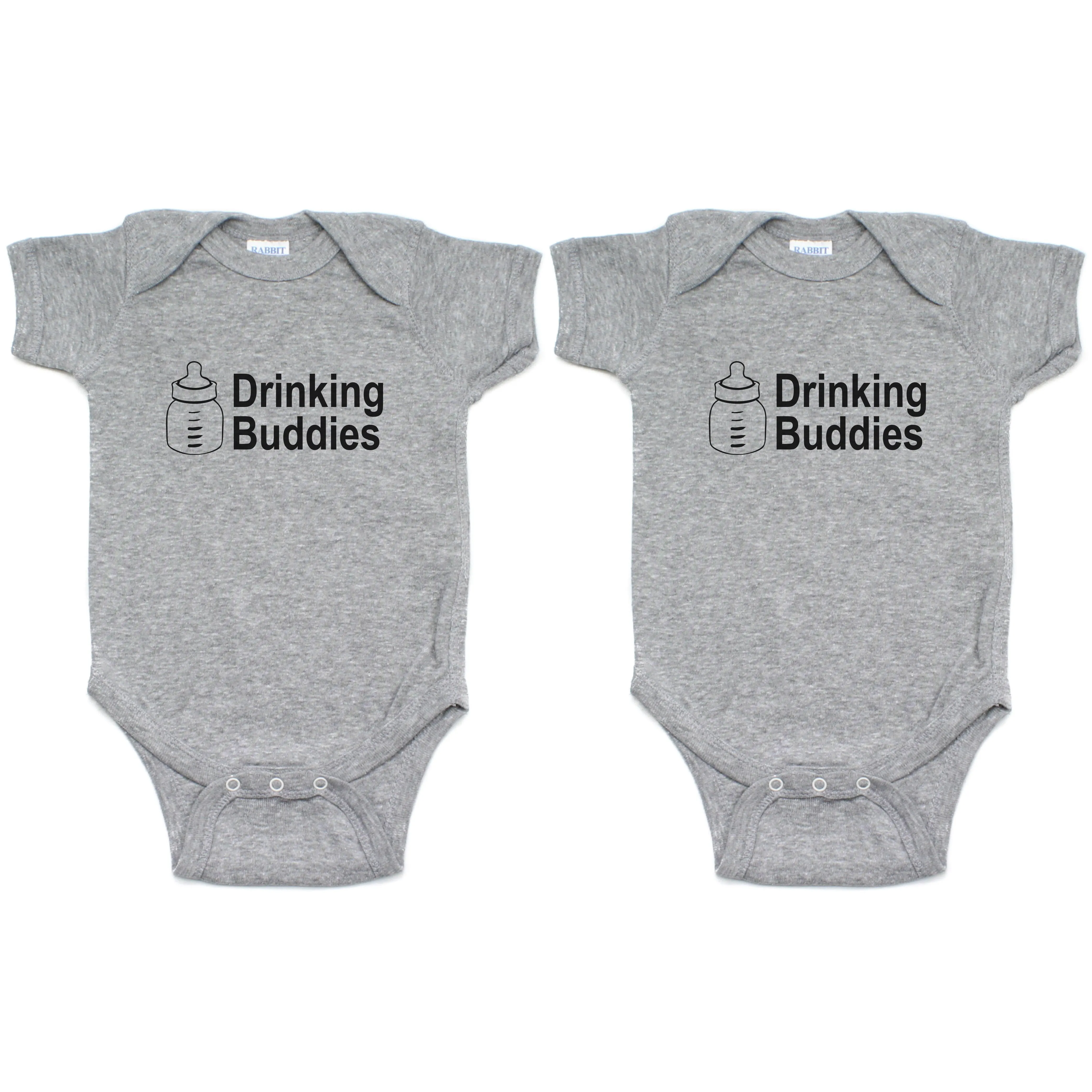 Milk Drinking Buddies Twin Set Short Sleeve Infant Bodysuit