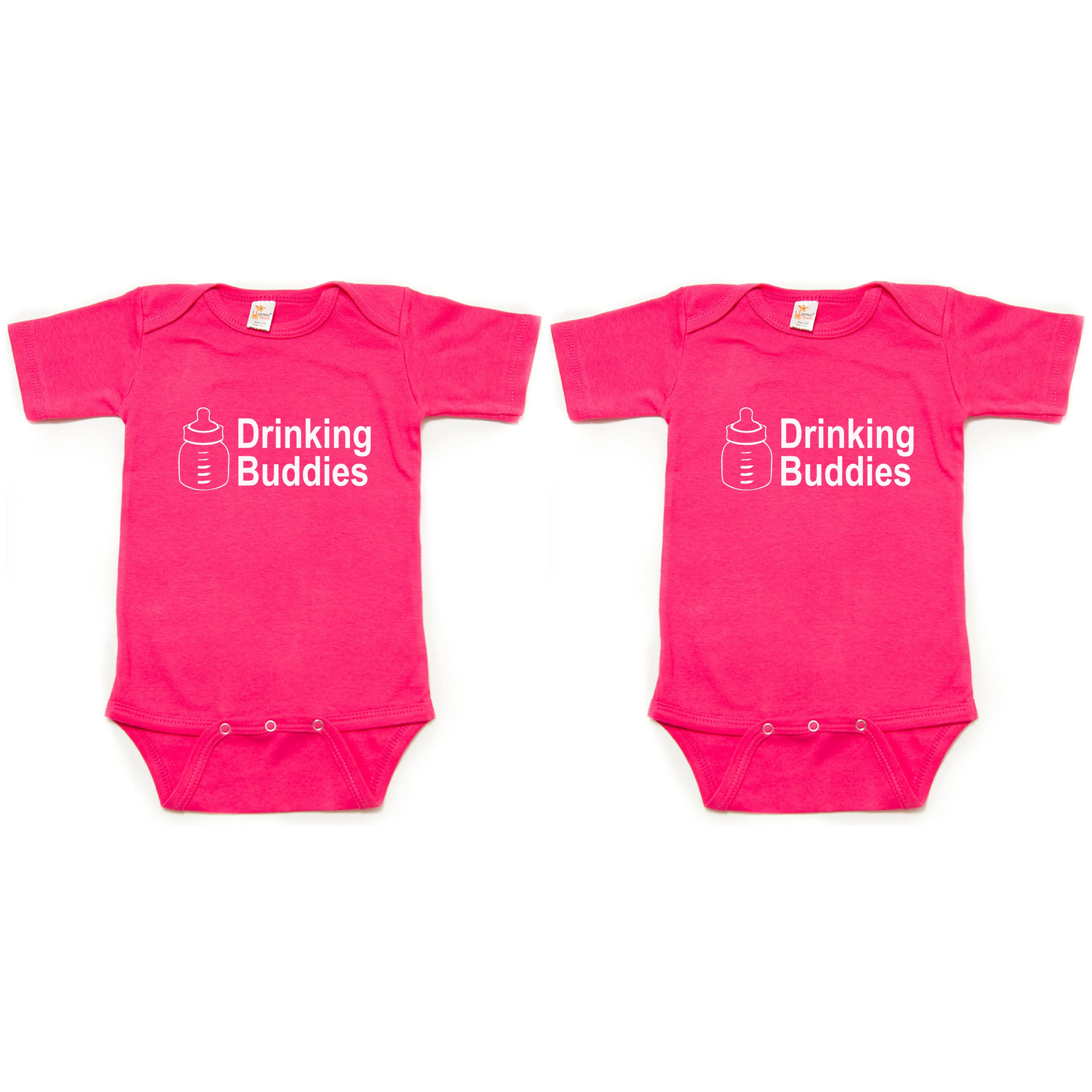 Milk Drinking Buddies Twin Set Short Sleeve Infant Bodysuit