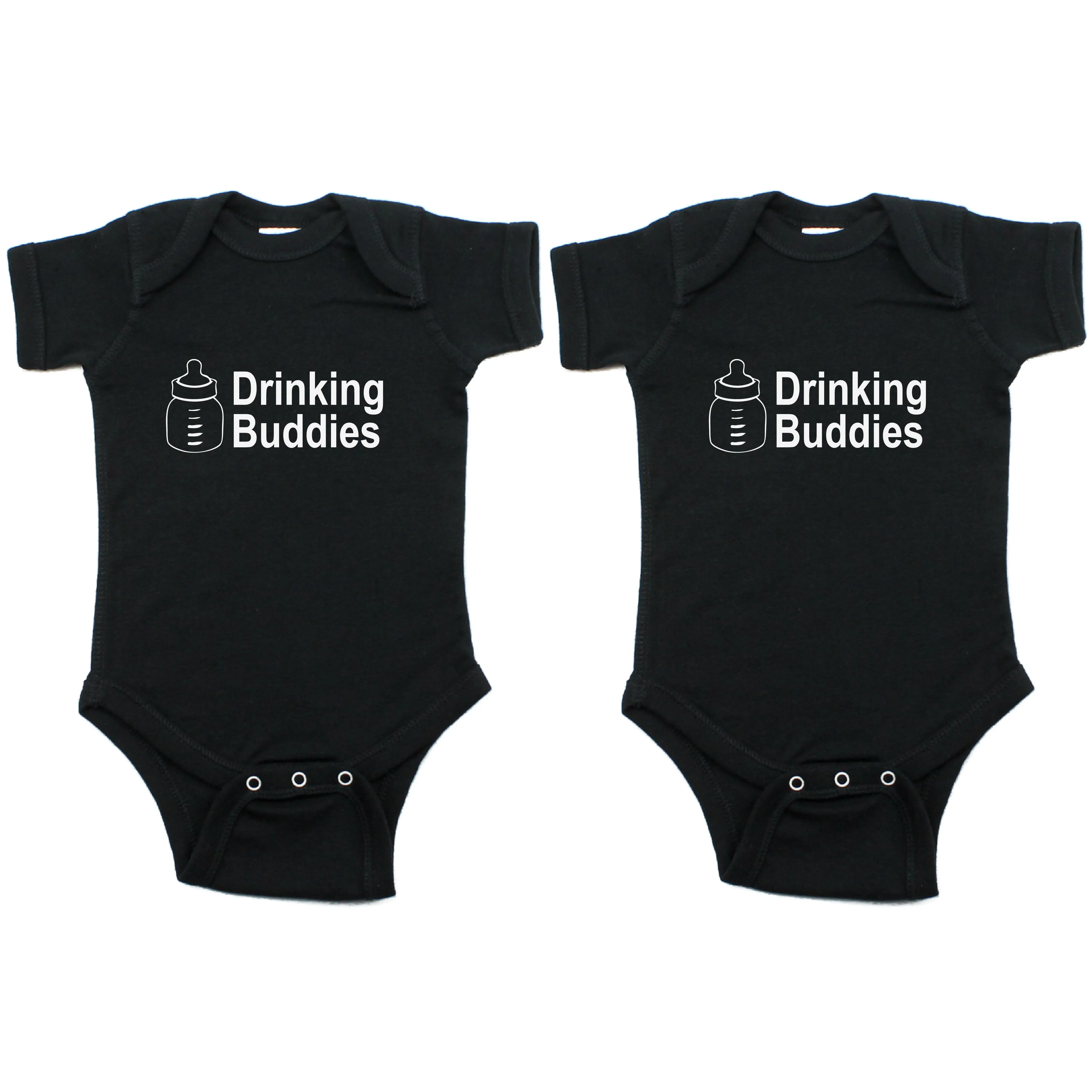 Milk Drinking Buddies Twin Set Short Sleeve Infant Bodysuit