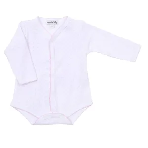 Mini Dots Front Snap Long Sleeve Bodysuit - Pink