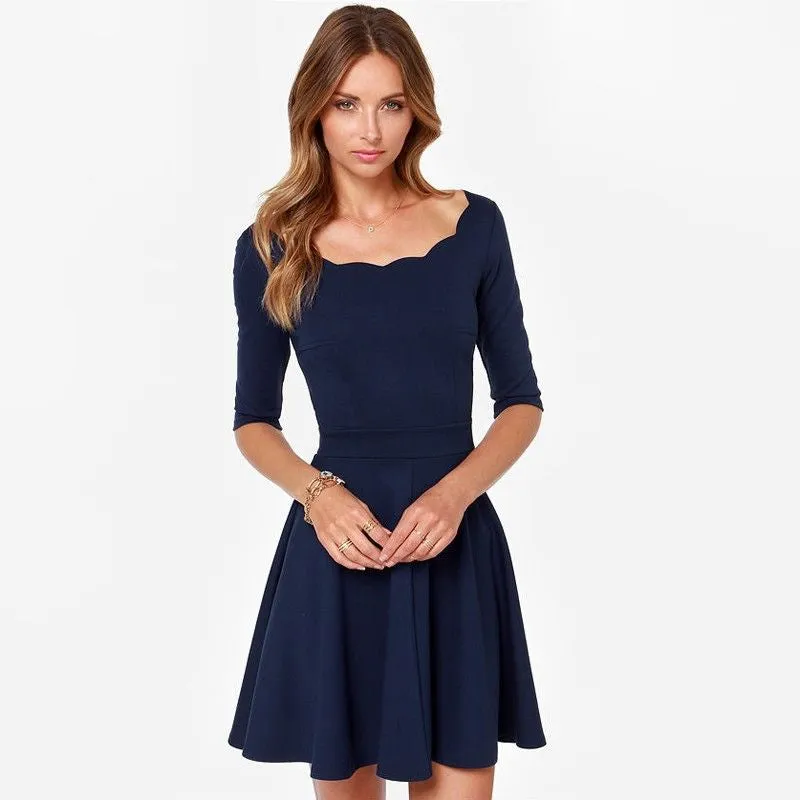 Mini-Dress With Wave Round Neck