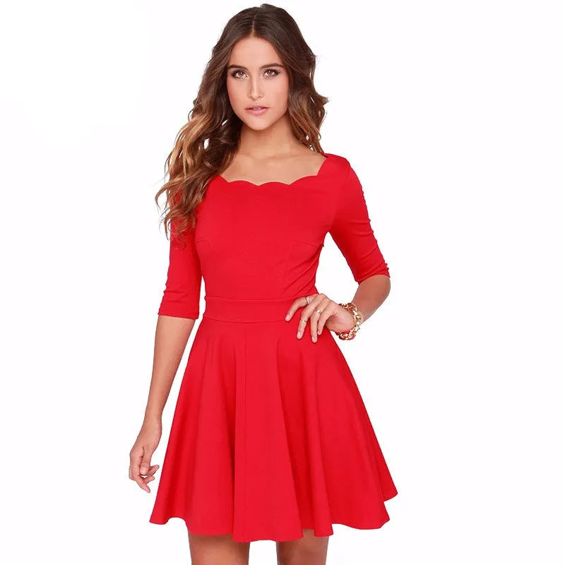 Mini-Dress With Wave Round Neck