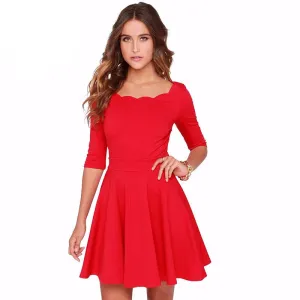 Mini-Dress With Wave Round Neck