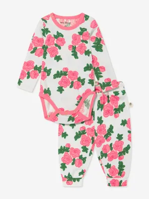 Mini Rodini Baby Girls Bodysuit And Pants Set in Pink