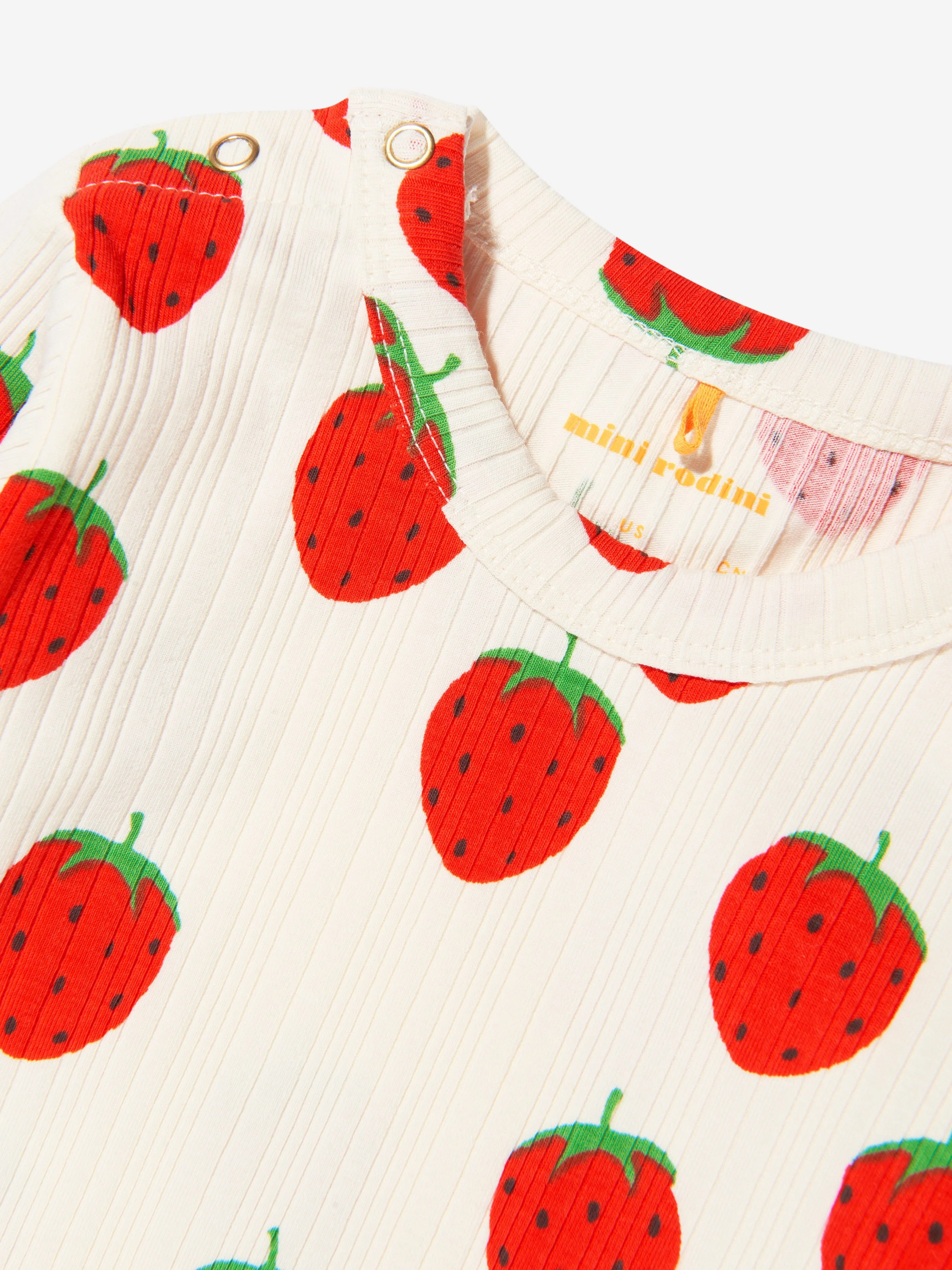 Mini Rodini Baby Organic Cotton Strawberry Bodysuit In White