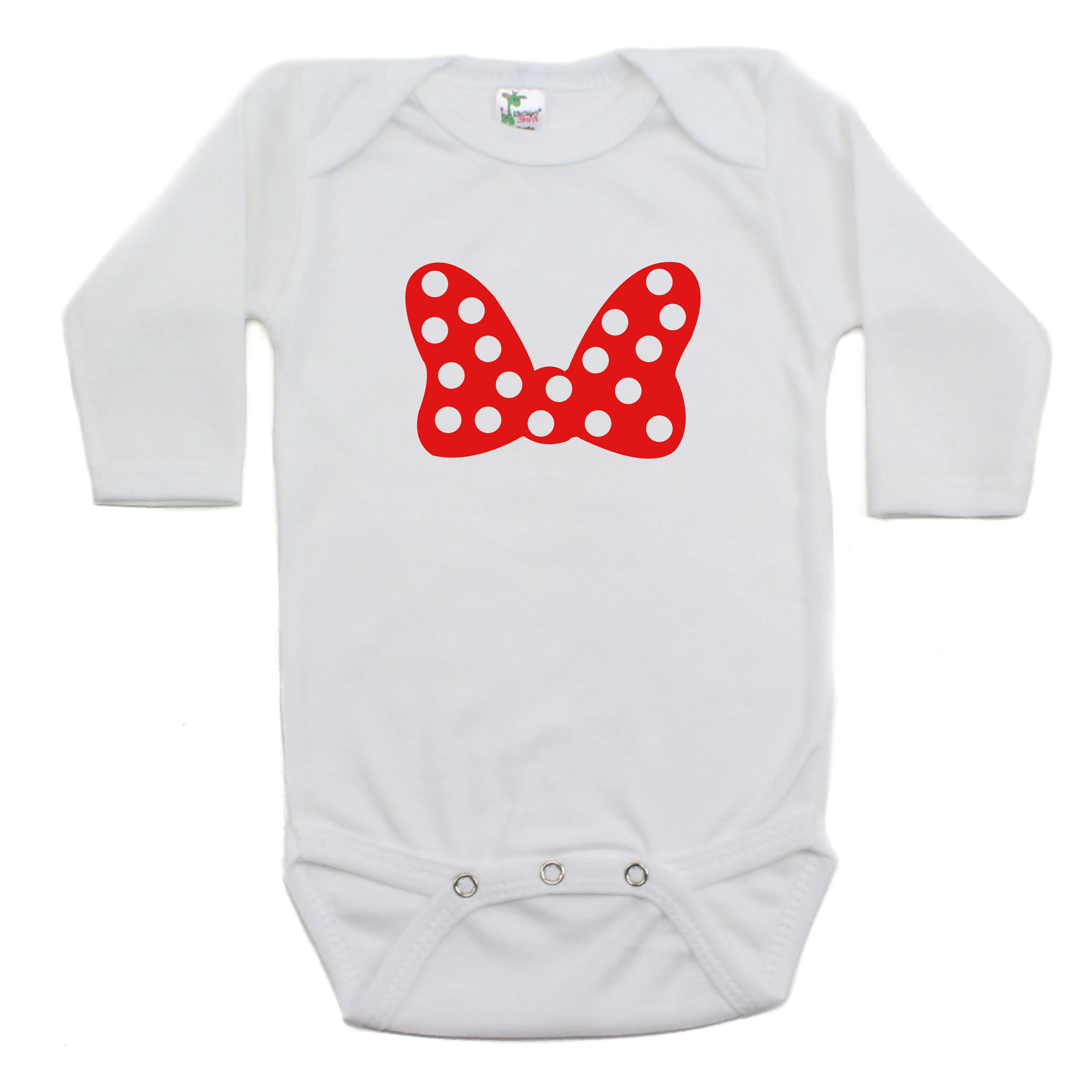 Minnie Mouse Bow Long Sleeve 100% Cotton Bodysuit